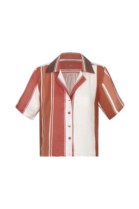 Tomaso Linen Shirt / Terra Stripes